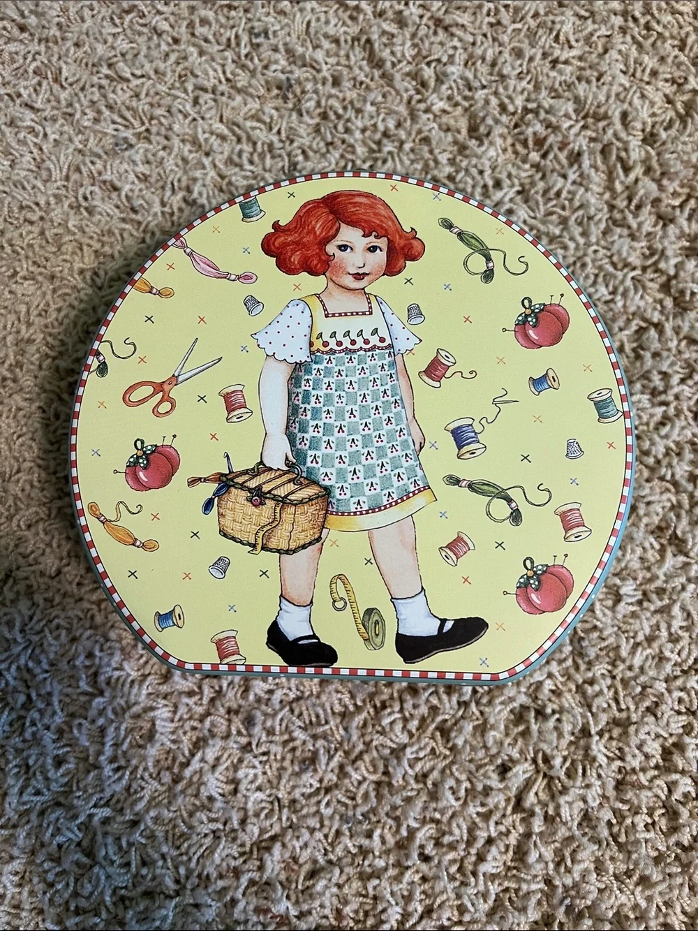Mary Engelbreit Sewing-Themed Tin Container for
